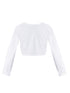 Crayon Kids Big Girls White Long Sleeve Button Velvet Bolero Sweater 8-14 - SophiasStyle.com